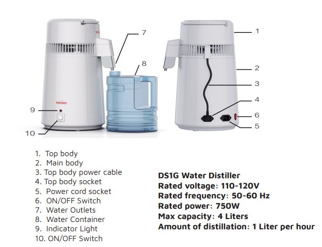 Tuttnauer DS1G Water Distiller, 1 Gallon Capacity